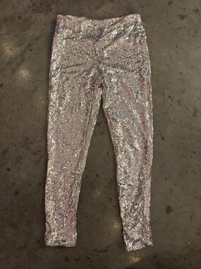 Tipsy Elves Silver Sequin Kids Leggings